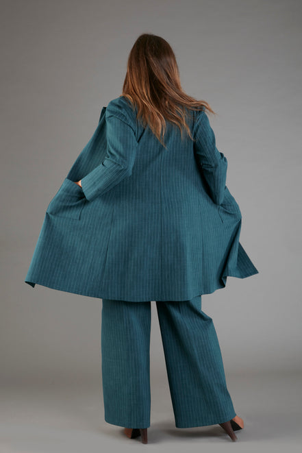 Procida Jacket in Green Pinstripe