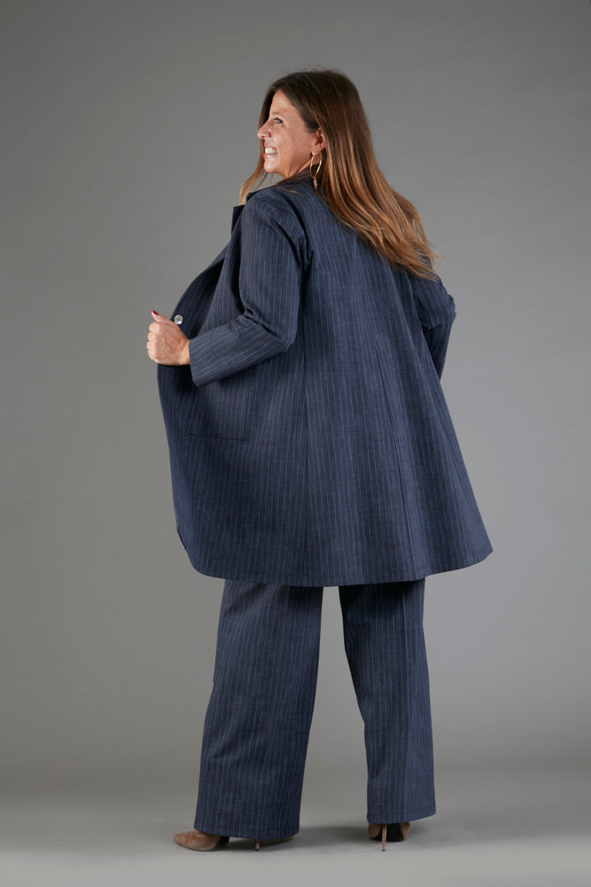 Procida Jacket in Washed Blue Pinstripe