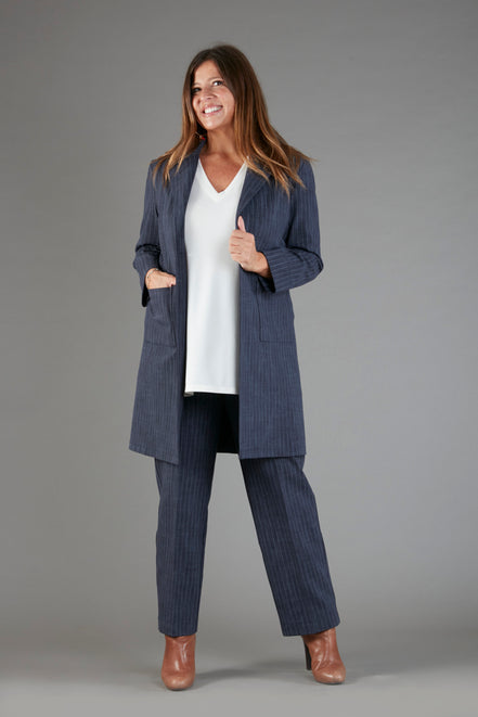 Procida Jacket in Washed Blue Pinstripe