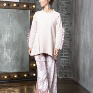 Firenze Trousers in Powder Pink Velvet with Baschina Waistband