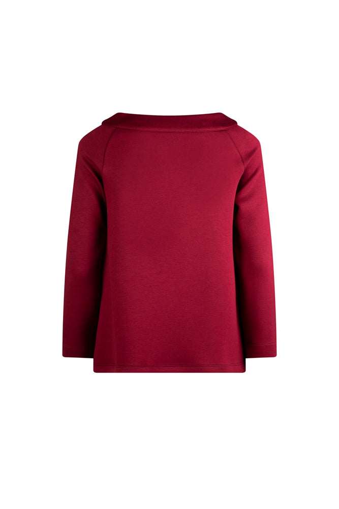 Maglia Sara felpa spalle scoperte scuba vino