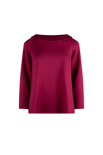 Maglia Sara felpa spalle scoperte scuba vino