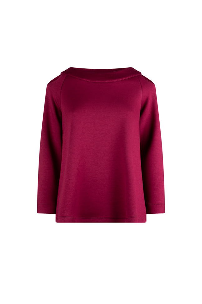 Maglia Sara felpa spalle scoperte scuba vino