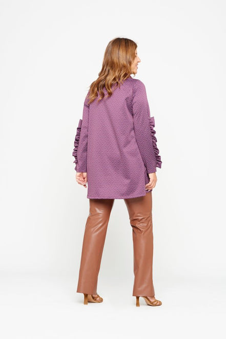 Panta Ny donna in ecopelle color cuoio con spacchi frontali