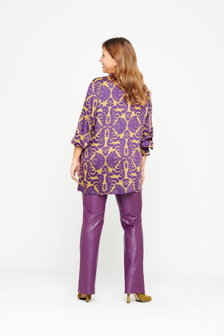 Panta donna in ecopelle viola con spacchi frontali – Panta NY