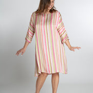 Torino Dress in Green and Pink Stripes