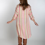 Torino Dress in Green and Pink Stripes