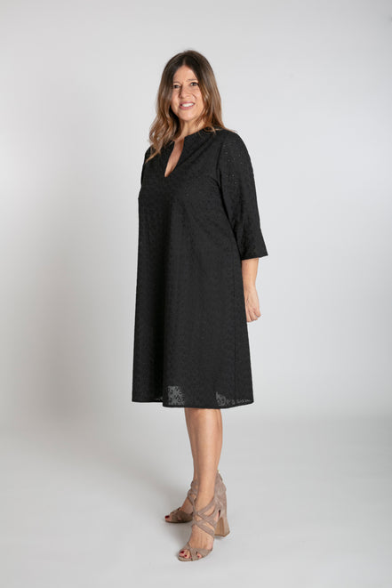 Bali Dress in Black Broderie Anglaise