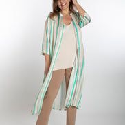 Abito Ischia fantasia riga beige e verde