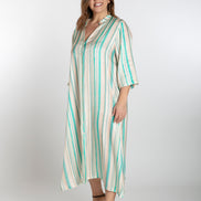 Abito Ischia fantasia riga beige e verde