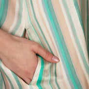 Abito Ischia fantasia riga beige e verde