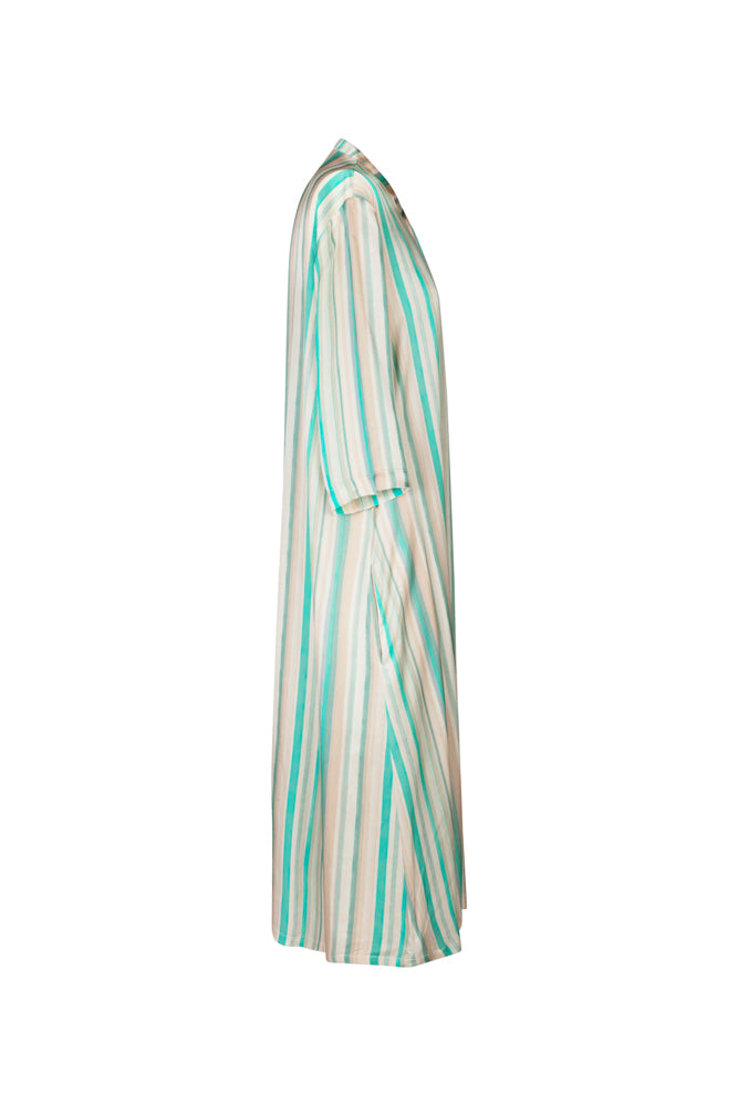 Abito Ischia fantasia riga beige e verde