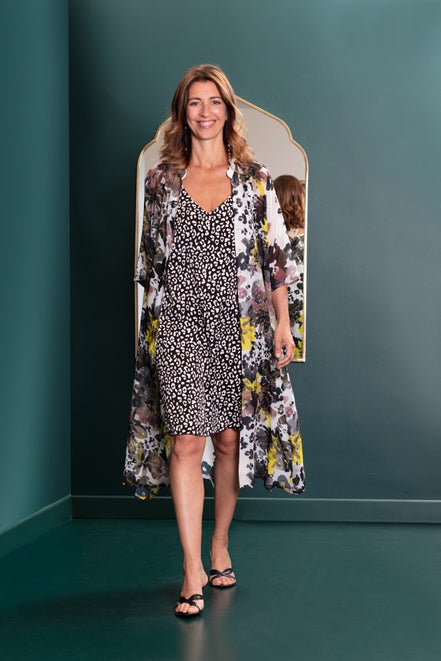 Nina Dress in Black Animal Print