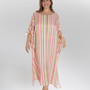 Ponza Dress in Green and Pink Stripes