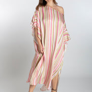 Ponza Dress in Green and Pink Stripes
