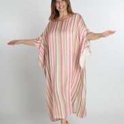 Ponza Dress in Green and Pink Stripes