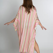 Ponza Dress in Green and Pink Stripes