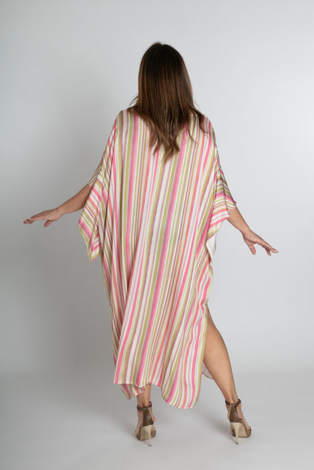 Ponza Dress in Green and Pink Stripes