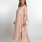 Ponza Dress in Green and Pink Stripes