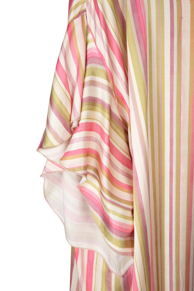 Ponza Dress in Green and Pink Stripes