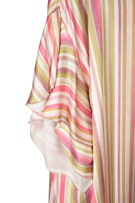 Ponza Dress in Green and Pink Stripes