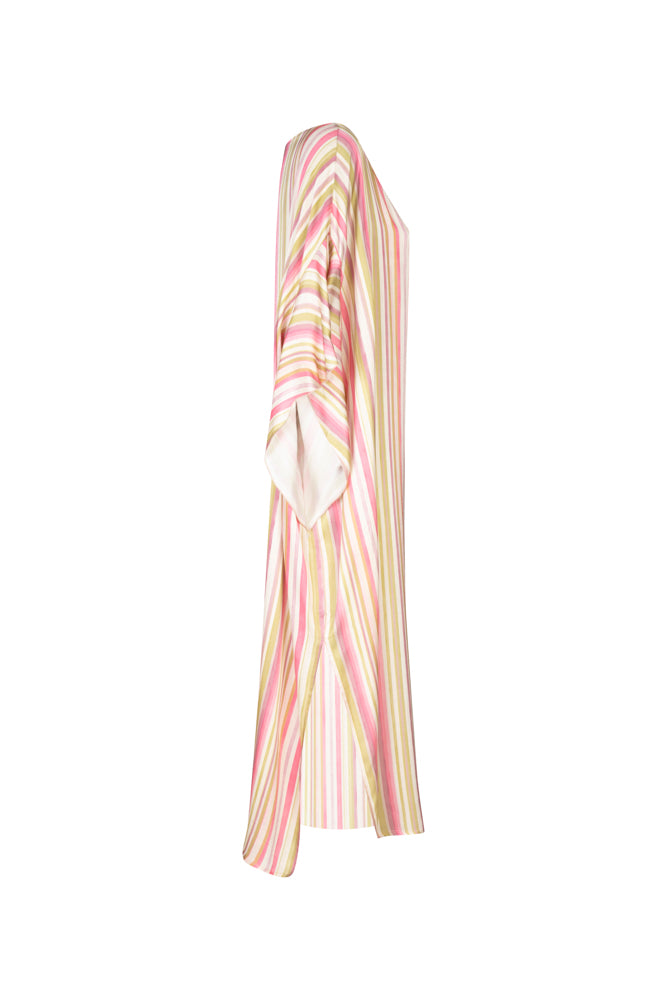 Ponza Dress in Green and Pink Stripes