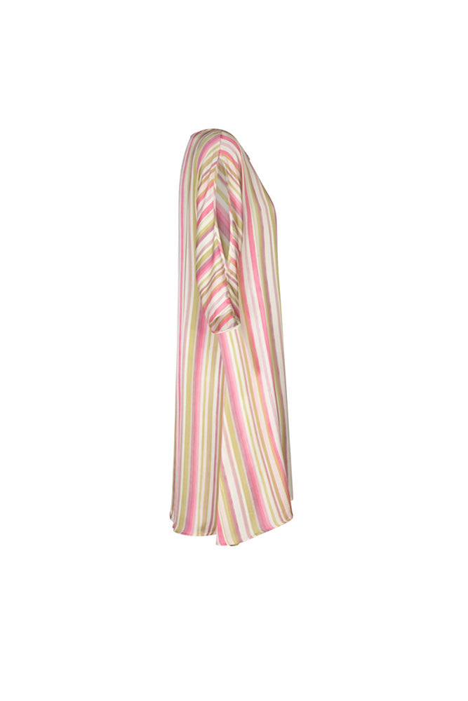 Torino Dress in Green and Pink Stripes