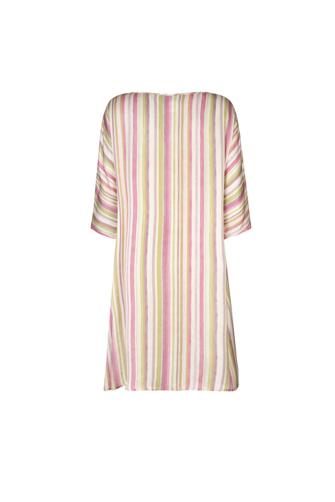 Torino Dress in Green and Pink Stripes