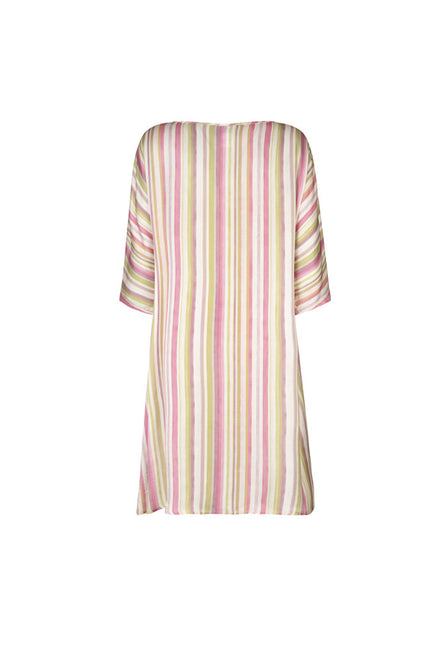 Torino Dress in Green and Pink Stripes