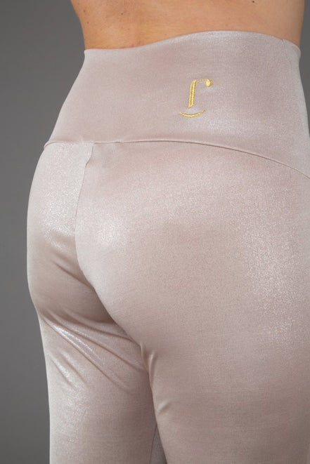 Panta Milano in Jersey Lurex Platino lungo con baschina