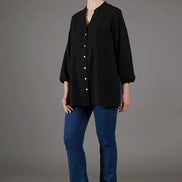 Camicia Vulcano nera in plumetis
