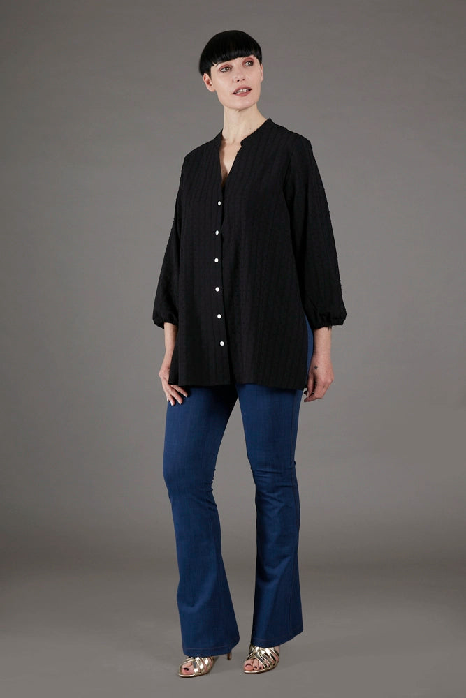 Camicia Vulcano nera in plumetis