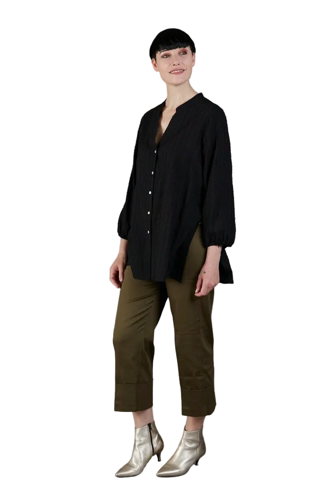 Camicia Vulcano nera in plumetis