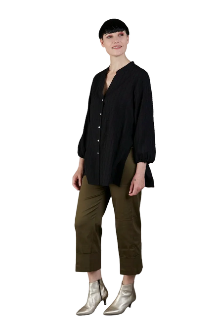 Camicia Vulcano nera in plumetis