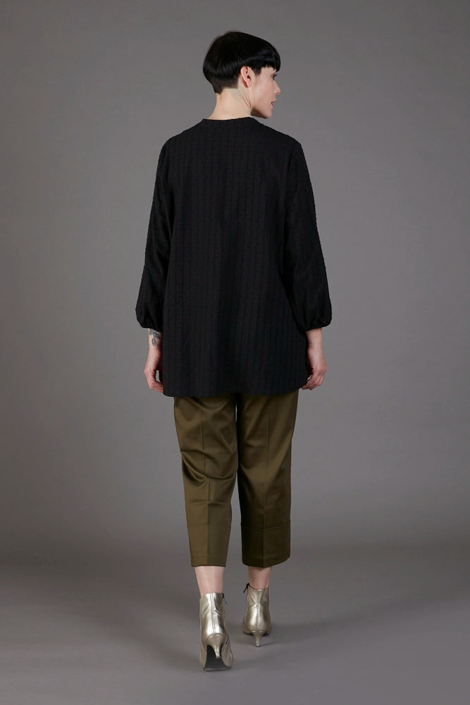 Camicia Vulcano nera in plumetis