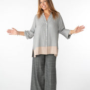 Camicia Paris pois lurex rosa su grigio