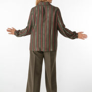 Camicia London a righe rosse su verde muschio