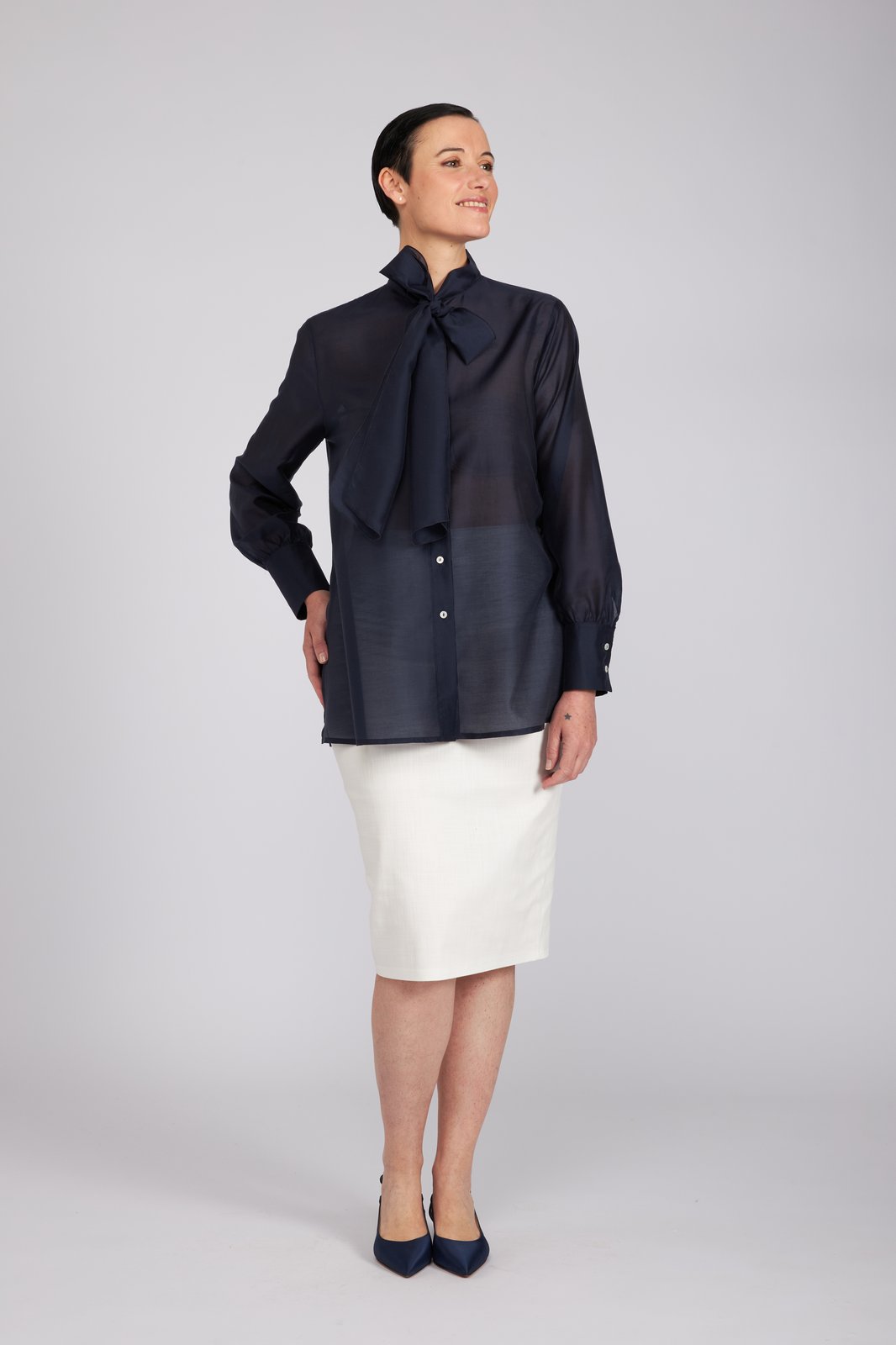 Camicia Cloe in organza blu