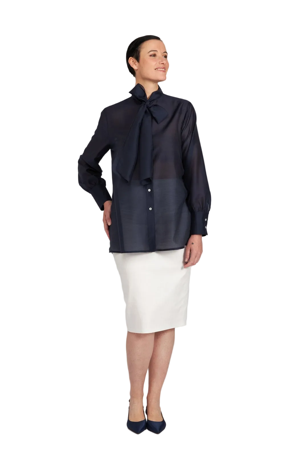 Camicia Cloe in organza blu