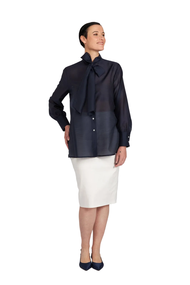 Camicia Cloe in organza blu