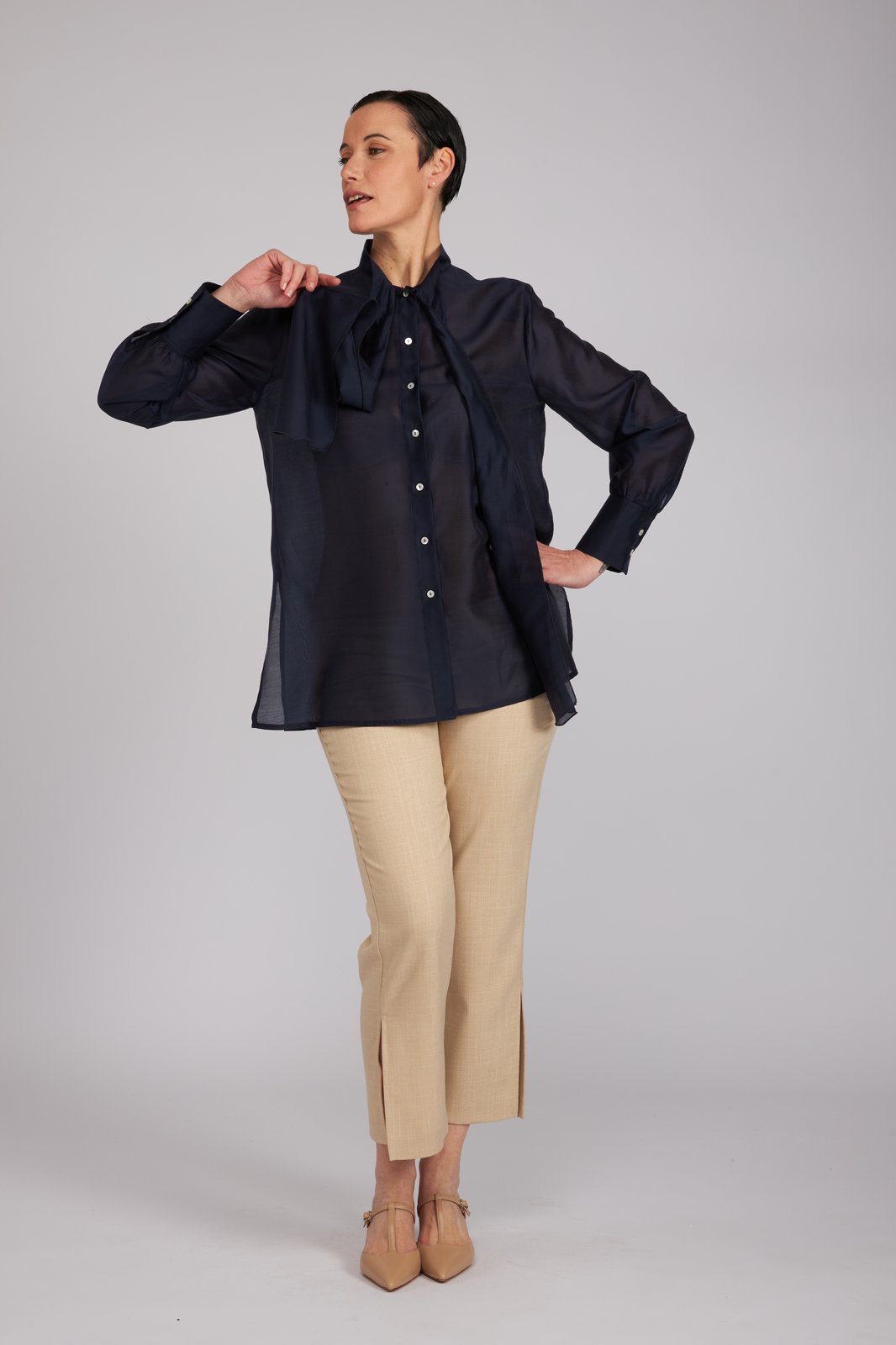 Camicia Cloe in organza blu