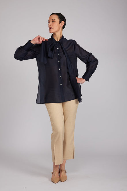 Camicia Cloe in organza blu