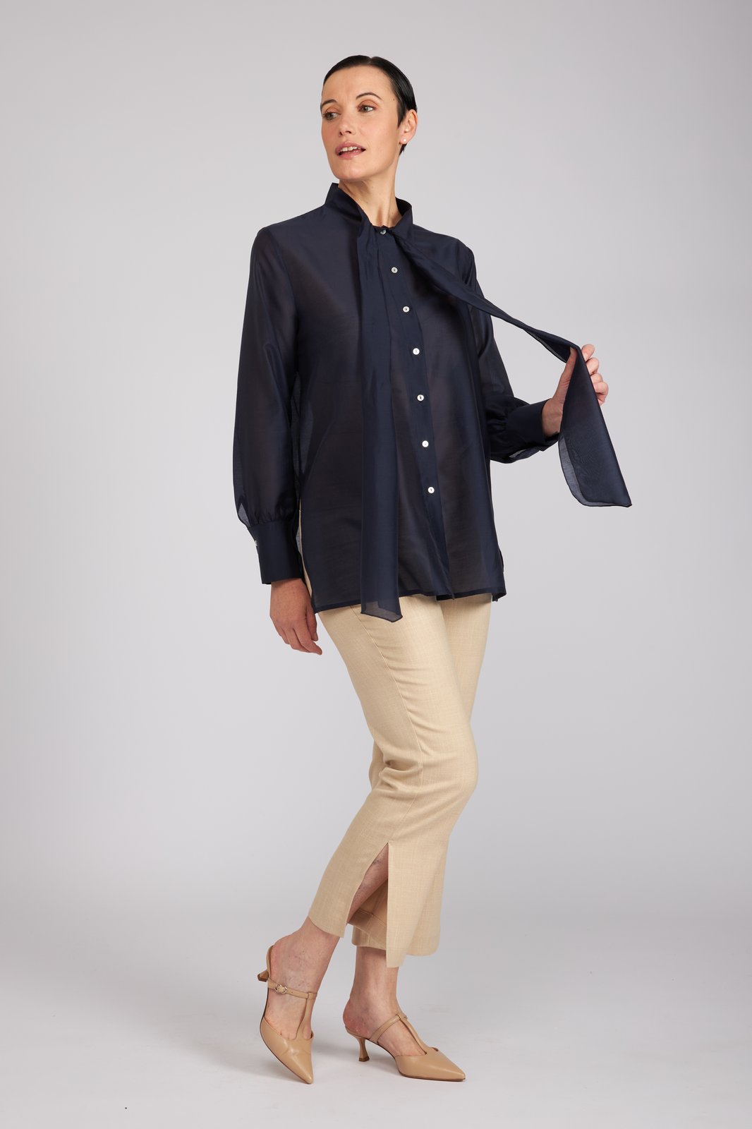 Camicia Cloe in organza blu