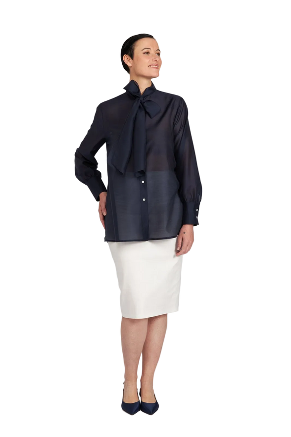 Camicia Cloe in organza blu