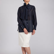 Camicia Cloe in organza blu