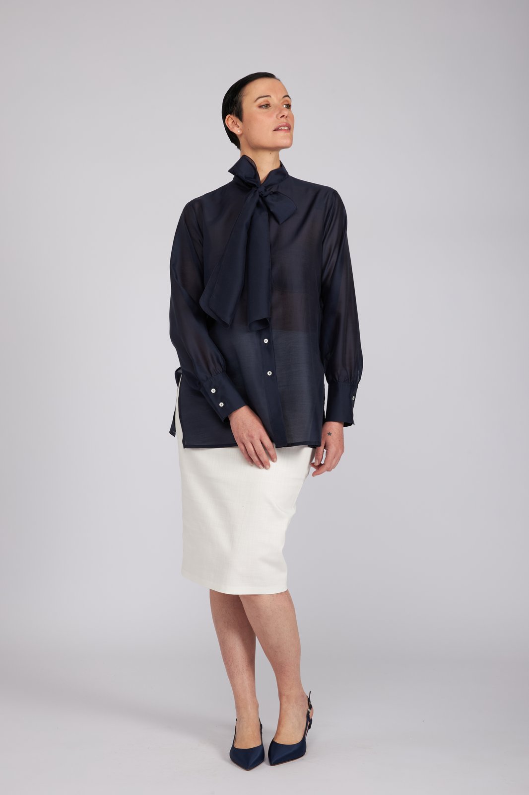 Camicia Cloe in organza blu
