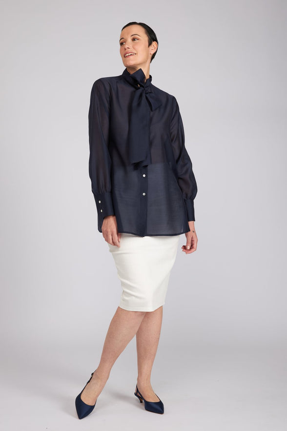 Camicia Cloe in organza blu