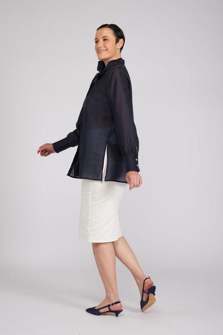 Camicia Cloe in organza blu
