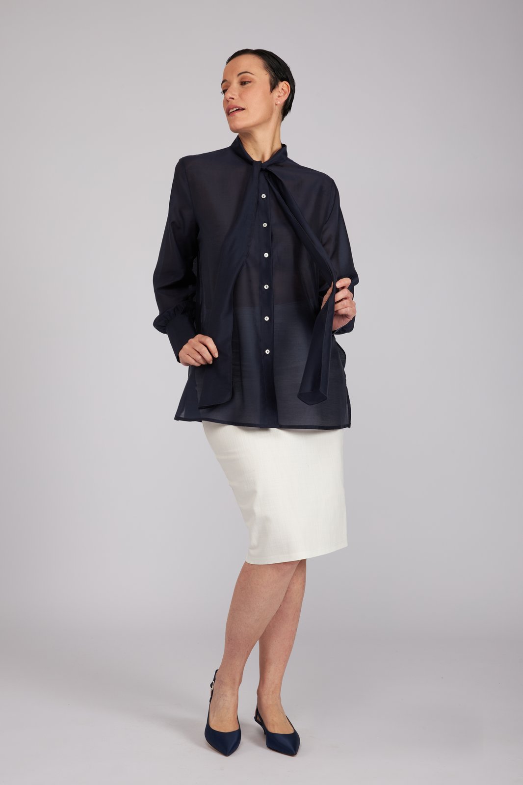 Camicia Cloe in organza blu