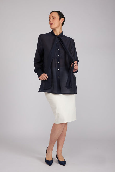 Camicia Cloe in organza blu